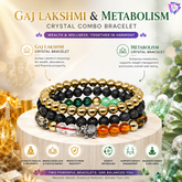ShopYourFortune Gaj Lakshmi & Metabolism Crystal Combo Bracelet for Wealth, Wellness & Positive Energy | Natural Healing Bead Bracelets for Prosperity, Weight Management & Protection