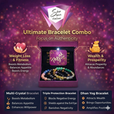 Ultimate Rich Fortune Crystal Bracelet Combo â Pyrite Wealth Bracelet, Dhan Yog Crystal & Triple Protection Bracelet | Tiger Eye, Obsidian & Lava Stone | Unisex Energy Bracelet