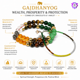 ShopYourFortune Gaj Laxmi Dhan Yog Combo Set for Wealth, Prosperity & Positive Energy | Natural Crystal Bracelets + Diamond Cut Anklet | Lakshmi Blessing Couple Combo for Men & Women