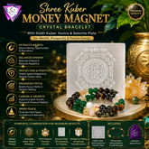 ShopYourFortune Shree Kuber Money Magnet Crystal Bracelet with Siddh Kuber Yantra & Selenite Plate for Wealth, Prosperity, Protection & Positive Energy