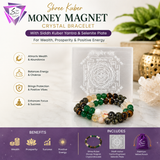 ShopYourFortune Shree Kuber Money Magnet Crystal Bracelet with Siddh Kuber Yantra & Selenite Plate for Wealth, Prosperity, Protection & Positive Energy