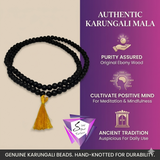 Karungali Mala 108+1 Beads | Original Ebony Wood Japa Mala with Guru Bead | Shiva Meditation Necklace for Protection, Jaap & Positive Energy (Unisex)