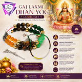 ShopYourFortune Gaj Laxmi Dhan Yog Combo Set for Wealth, Prosperity & Positive Energy | Natural Crystal Bracelets + Diamond Cut Anklet | Lakshmi Blessing Couple Combo for Men & Women