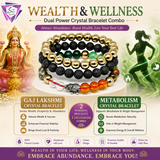 ShopYourFortune Gaj Lakshmi & Metabolism Crystal Combo Bracelet for Wealth, Wellness & Positive Energy | Natural Healing Bead Bracelets for Prosperity, Weight Management & Protection