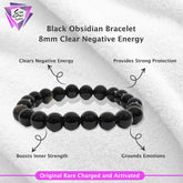 Black Obsidian Bracelet – 8MM Clear Negative Energy