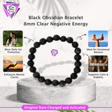 Black Obsidian Bracelet – 8MM Clear Negative Energy