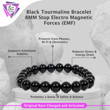 Black Tourmaline Bracelet – 8MM Stop Electro Magnetic Forces (EMF)