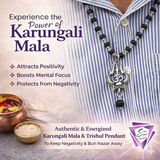 Karungali Mala 54 Beads with Om Trishul Shiv Pendant | Original Ebony Wood Necklace for Protection, Meditation & Positive Energy (Unisex)