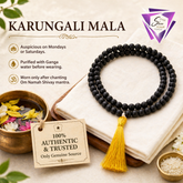 Karungali Mala 108+1 Beads | Original Ebony Wood Japa Mala with Guru Bead | Shiva Meditation Necklace for Protection, Jaap & Positive Energy (Unisex)