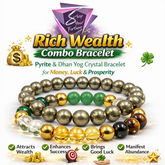 Rich Wealth Combo Bracelet – Dhan Yog Crystal & Pyrite Stone Bracelet for Money, Success & Positive Energy