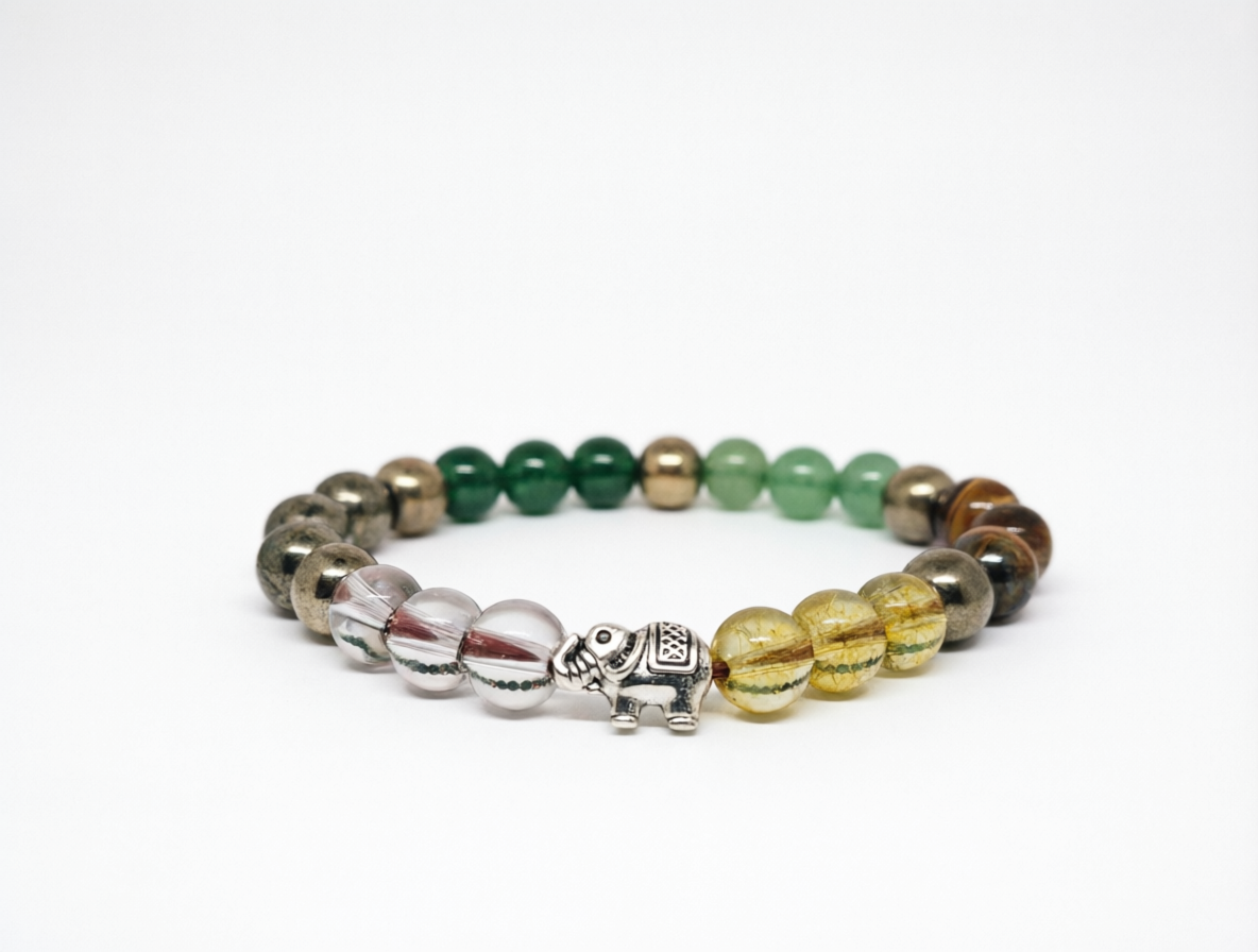 Gaj Laxmi Dhan Yog Bracelet with Elephant Symbol | Prosperity & Positive Energy Crystal Bracelet | Unisex Stretchable Spiritual Bracelet