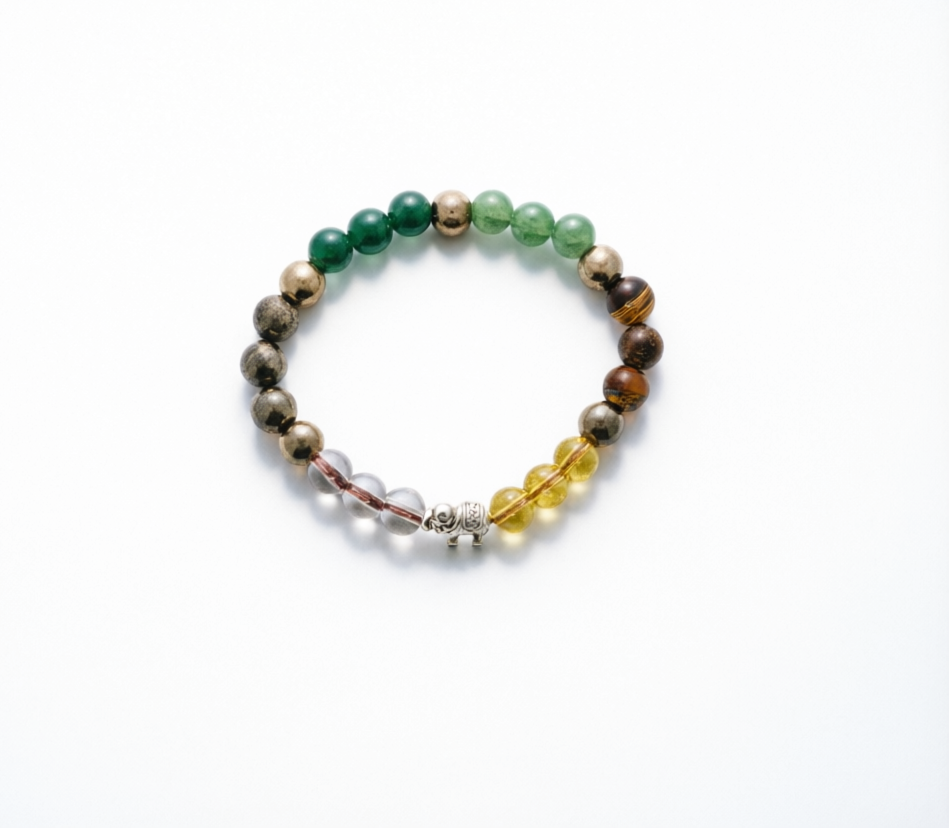 Gaj Laxmi Dhan Yog Bracelet with Elephant Symbol | Prosperity & Positive Energy Crystal Bracelet | Unisex Stretchable Spiritual Bracelet