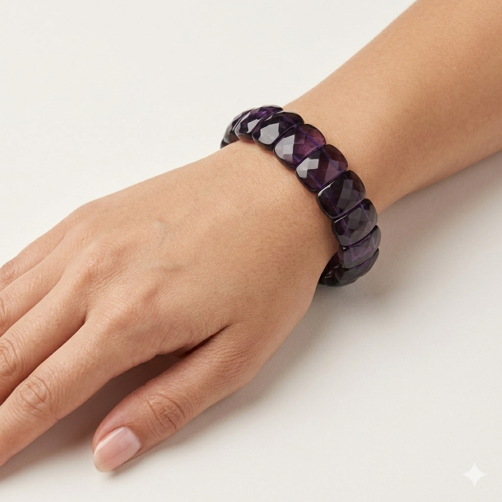 Amethyst Flat-Bead Bracelet (Ultra-Premium Quality)