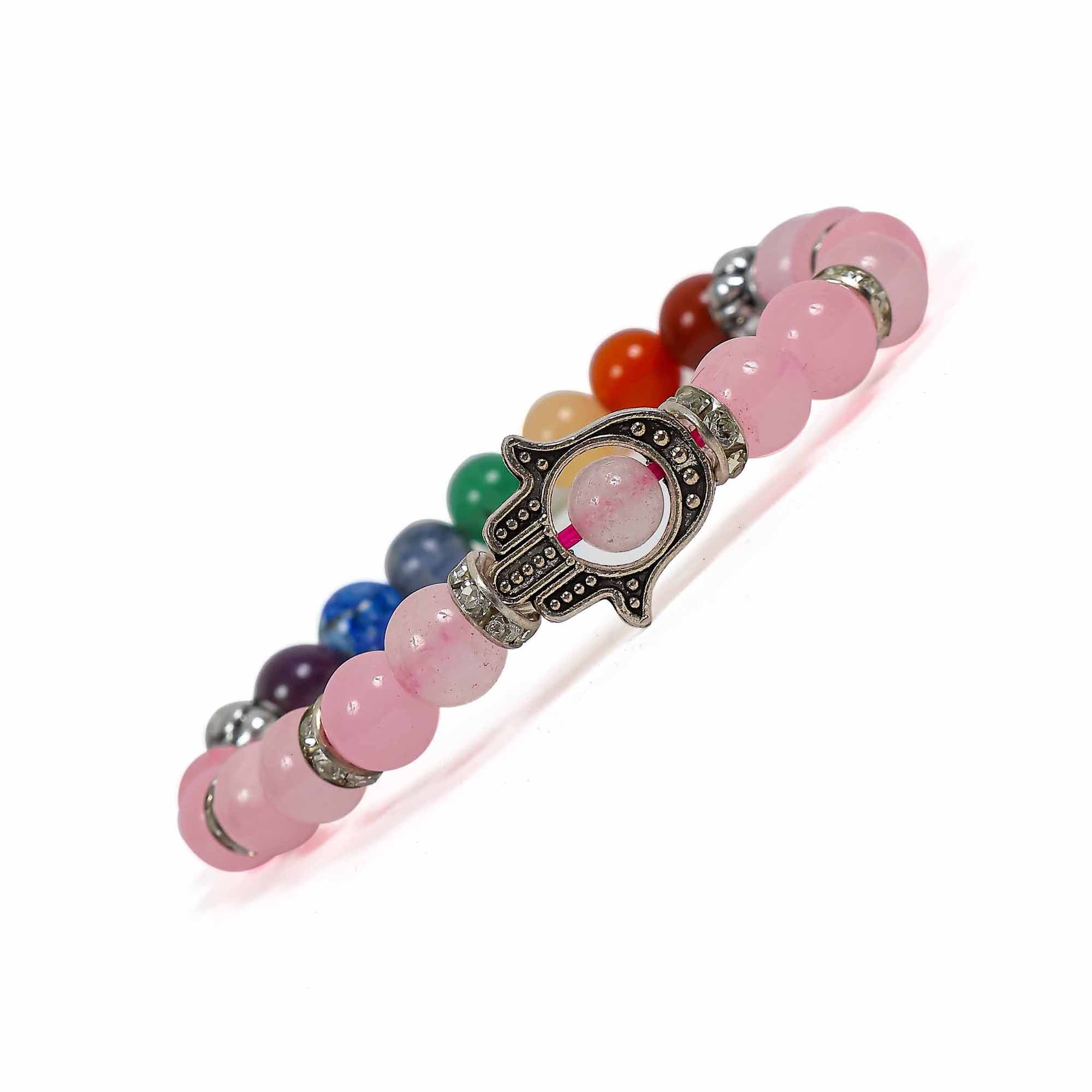 Seven Chakra with Rose Quartz Bracelet – 8MM Align Chakras
