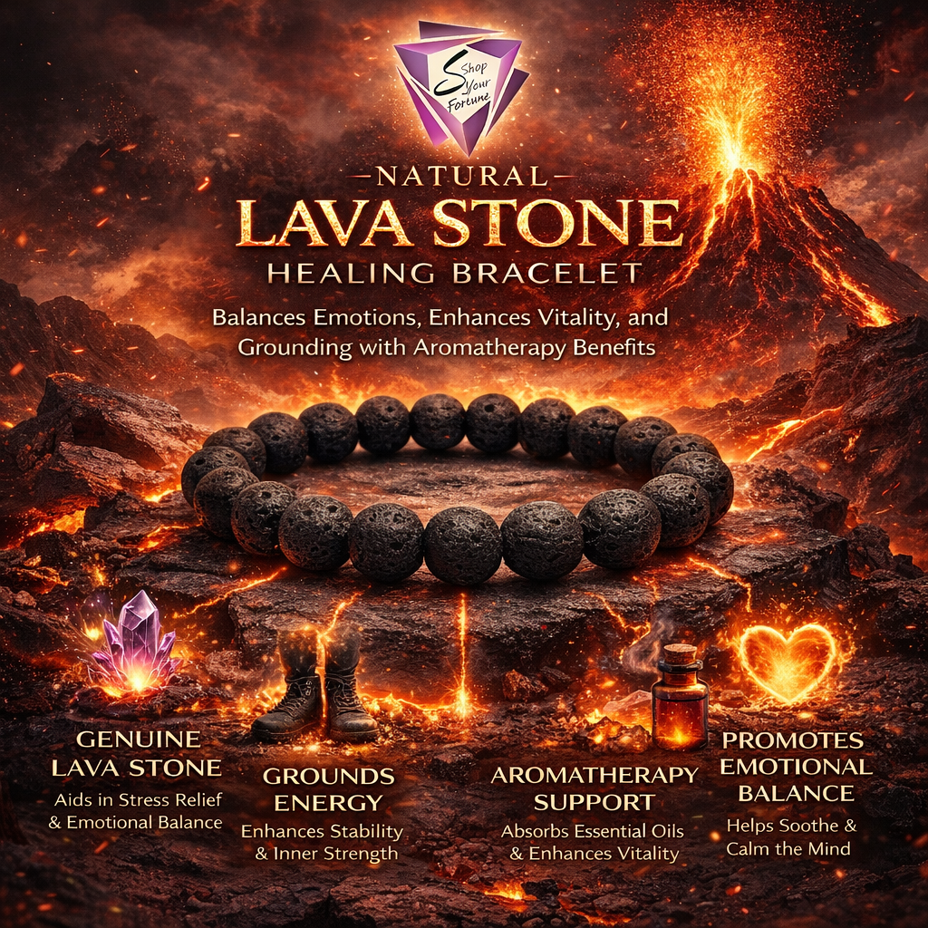 Premium Natural Lava Stone Bracelet for Men & Women | Black Bead Stretchable Bracelet