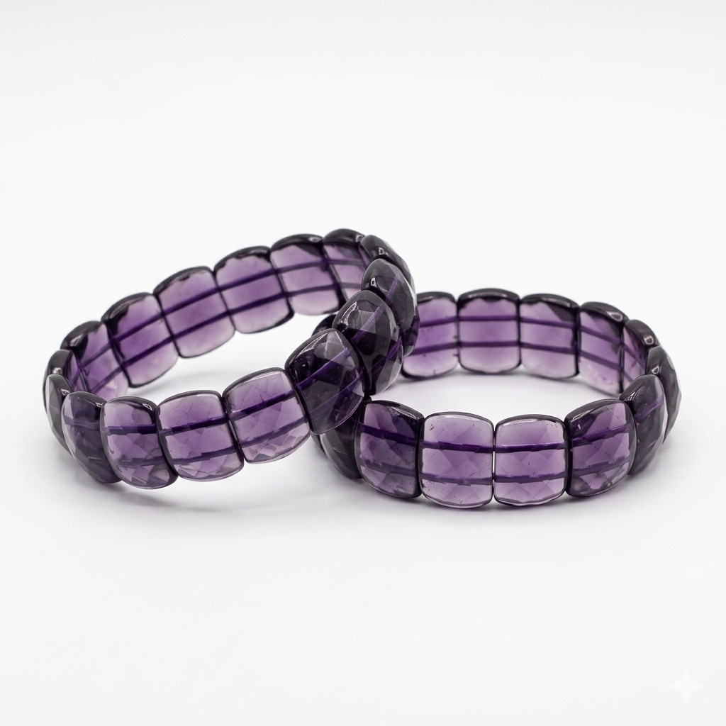 Amethyst Flat-Bead Bracelet (Ultra-Premium Quality)