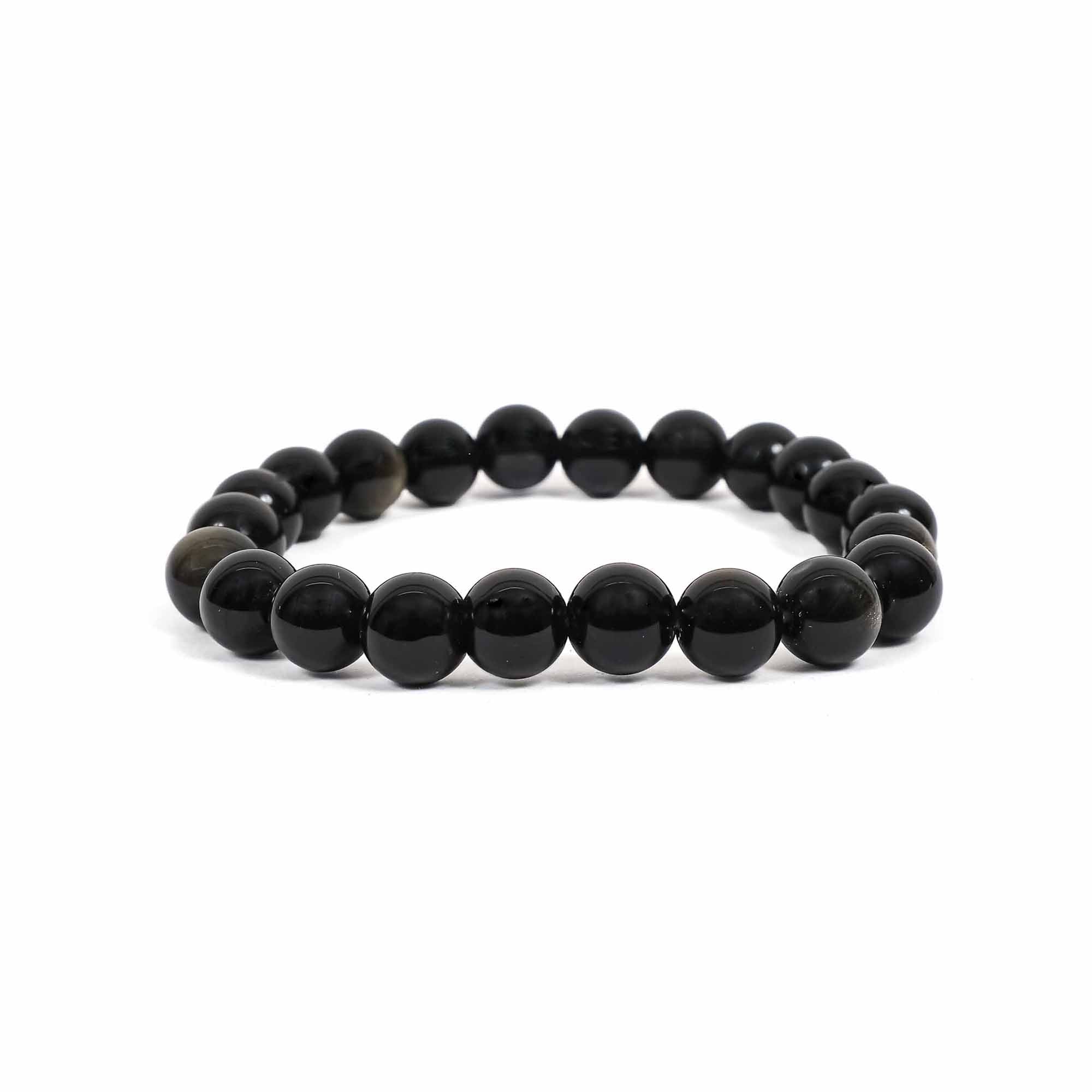 Black Obsidian Bracelet – 8MM Clear Negative Energy
