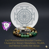Gaj Dhanlakshmi Wealth Bracelet Combo with Sri Yantra Selenite Charging Plate