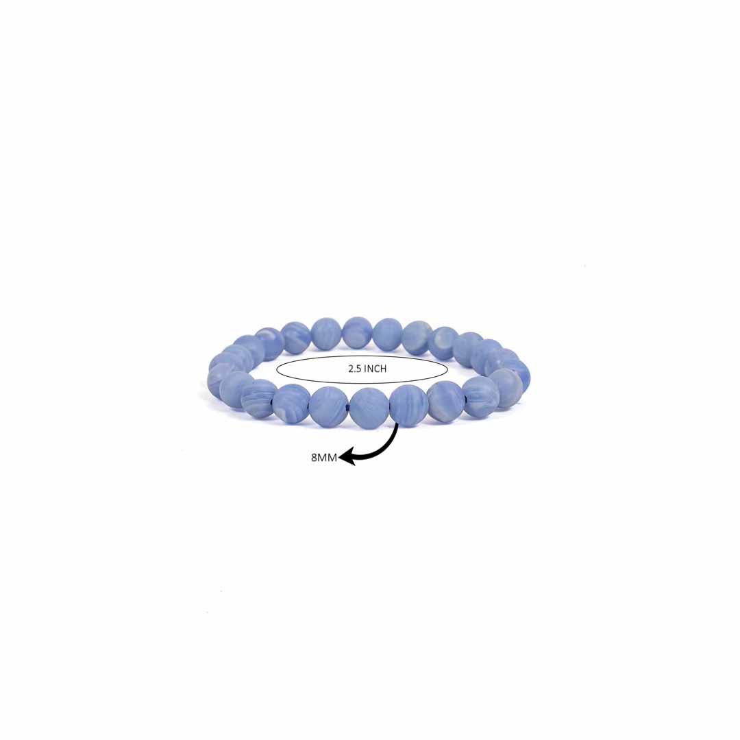 Blue Lace Agate Bracelet – 8MM Helpful In Anxiety