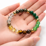 Premium Dhan Yog Crystal Bracelet for Wealth & Positivity | Pyrite Tiger Eye Quartz Jade