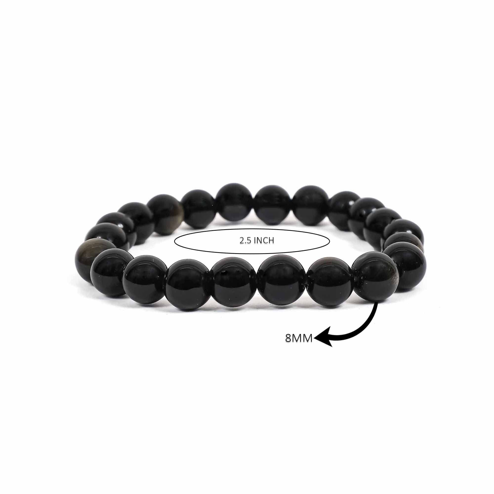 Black Obsidian Bracelet – 8MM Clear Negative Energy