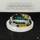 Resin Selenite Night Plate with Double Dhan Yog Bracelets (2-Person Energy Combo)
