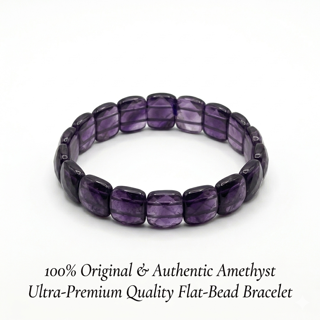 Amethyst Flat-Bead Bracelet (Ultra-Premium Quality)