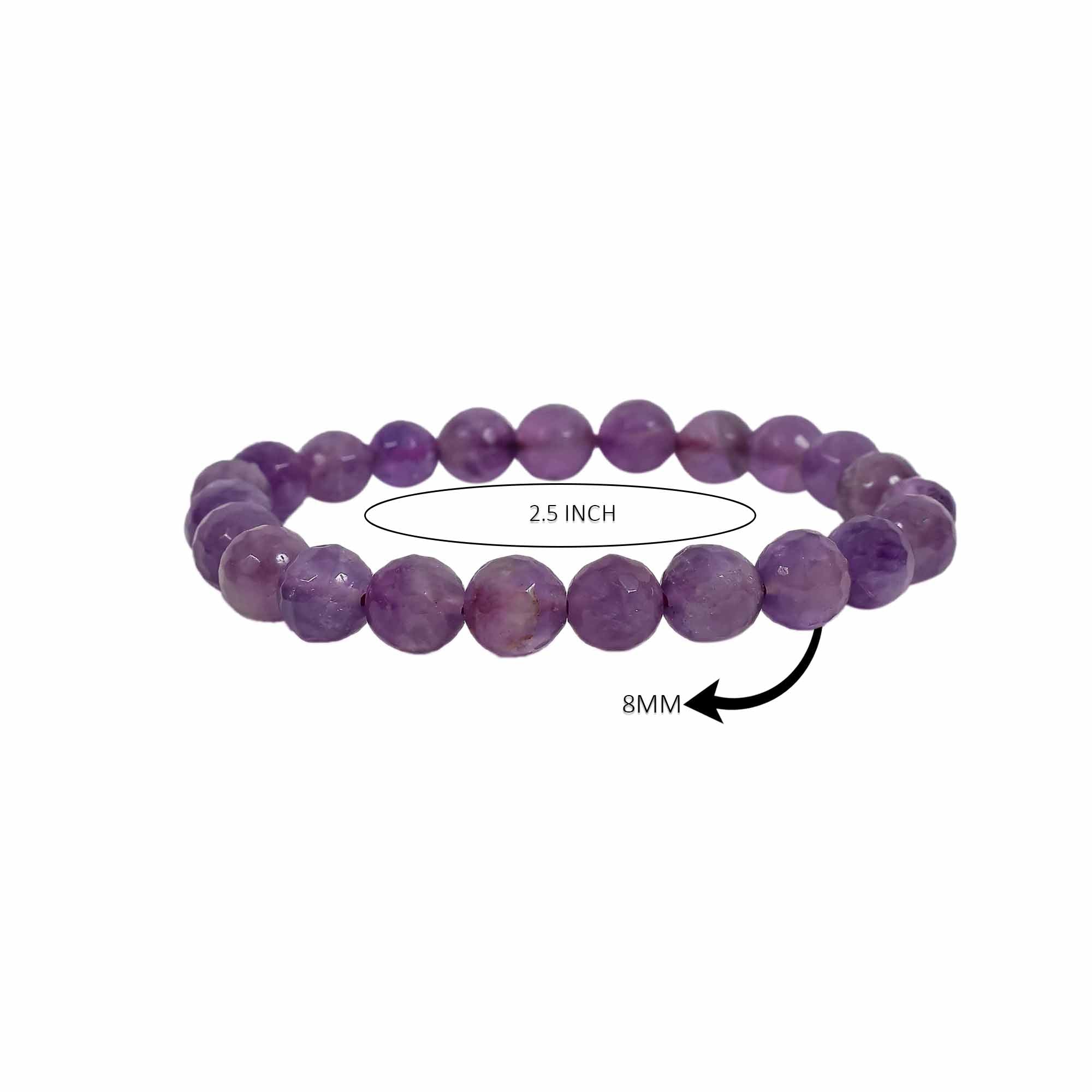 Amethyst Diamond Cut Bracelet – 8MM Tranquility and Peace