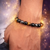 Premium Triple Protection Bracelet | Tiger Eye Black Obsidian Lava Stone Stretchable