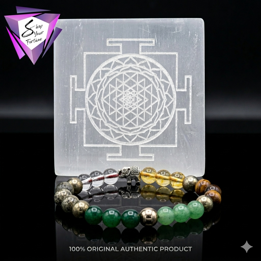 Gaj Dhanalakshmi Yog Bracelet with Selenite Charging Plate (Activated & Energized Combo)