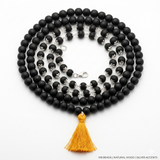 Karungali Black Matte Mala Combo (108 + 54 Beads) with Silver Accents | Original Ebony Wood Japa Mala Set for Protection, Meditation & Positive Energy (Unisex)