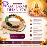 ShopYourFortune Gaj Laxmi Dhan Yog Combo Set for Wealth, Prosperity & Positive Energy | Natural Crystal Bracelets + Diamond Cut Anklet | Lakshmi Blessing Couple Combo for Men & Women