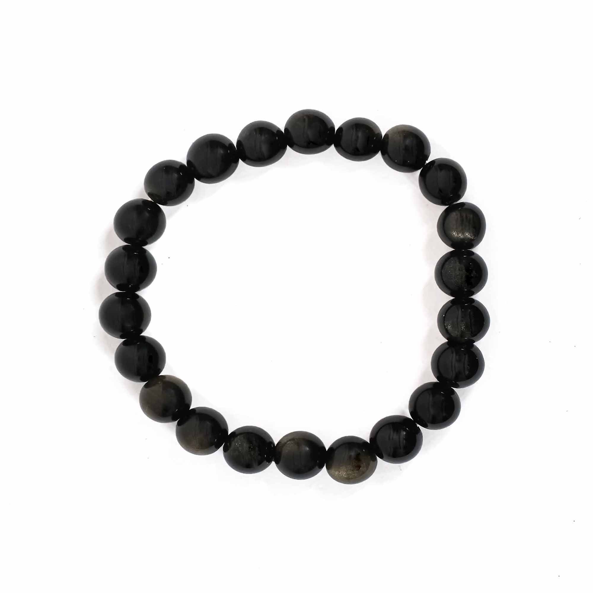 Black Obsidian Bracelet – 8MM Clear Negative Energy