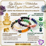 ShopYourFortune Gaj Lakshmi & Metabolism Multi Crystal Bracelet Combo for Wealth, Prosperity & Wellness | Natural Healing Crystal Bead Bracelets for Positive Energy & Vitality