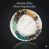Resin Selenite Night Plate with Double Dhan Yog Bracelets (2-Person Energy Combo)