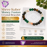 ShopYourFortune Shree Kuber Money Fusion Crystal Bracelet with Siddh Kuber Yantra Selenite Plate for Wealth, Prosperity & Positive Energy | Natural Healing Crystal Bracelet