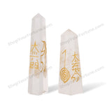 Clear Quartz Pencils With Symbol | Stimulate The Immune System (Set of 2)