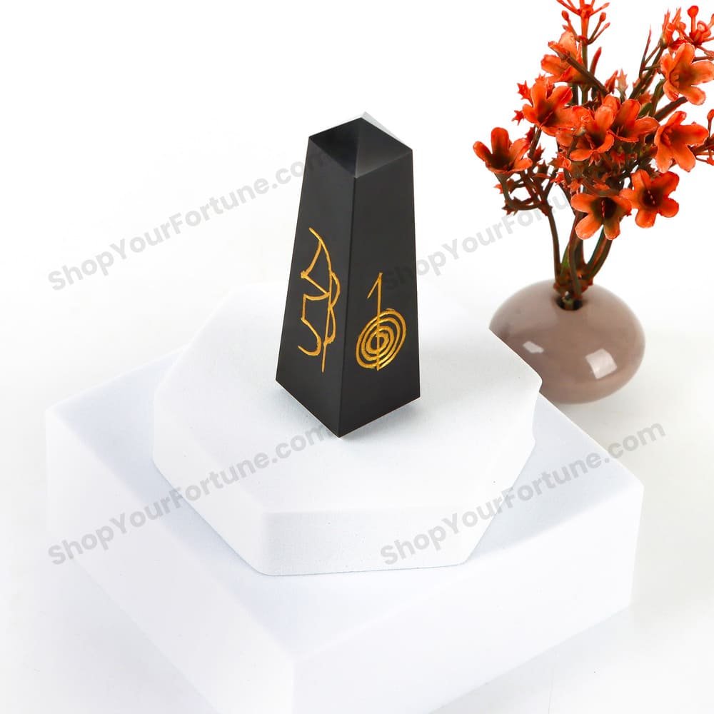 Black Obsidian Pencil with Symbol | Strong Psyshic Protection