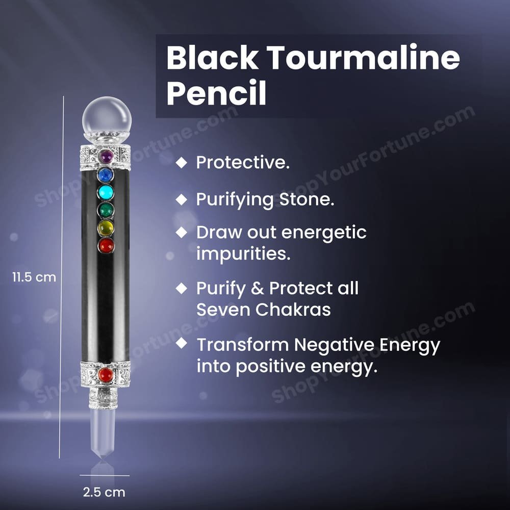 Black Tourmaline Seven Chakra Wand