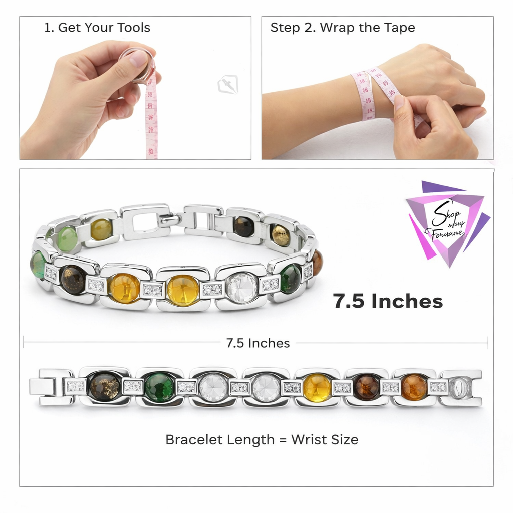 Dhan Yog Crystal Bracelet – Green Aventurine, Tiger Eye, Citrine, Pyrite & Clear Quartz | Wealth, Prosperity & Money Attraction Bracelet for Men & Women