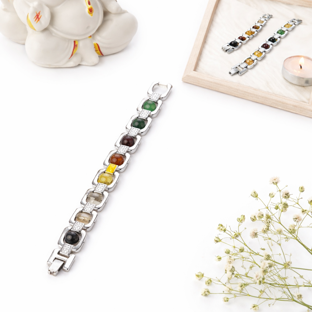 Dhan Yog Crystal Bracelet – Green Aventurine, Tiger Eye, Citrine, Pyrite & Clear Quartz | Wealth, Prosperity & Money Attraction Bracelet for Men & Women