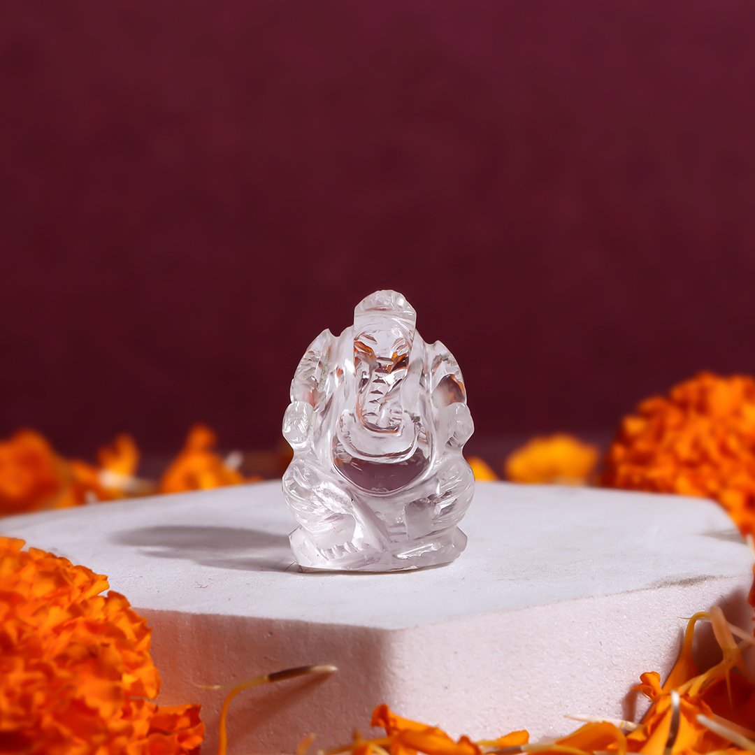 Clear Quartz Small Ganpati Murti – Clear Smoke of Negativity