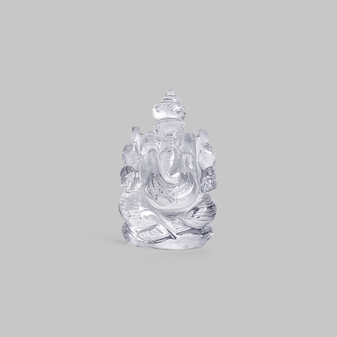 Clear Quartz Big Ganpati Murti - Clear Smoke of Negativity