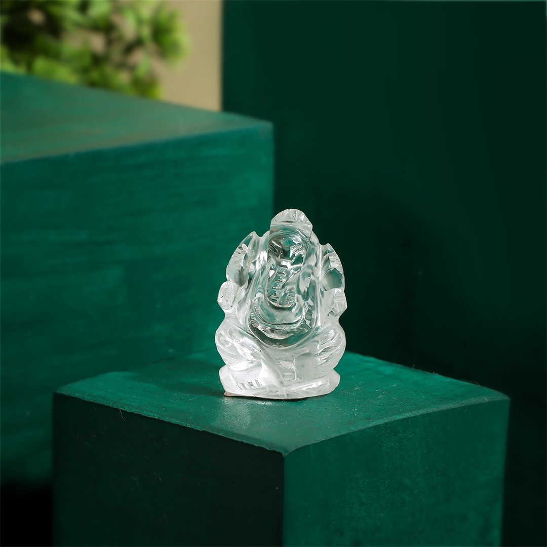 Clear Quartz Small Ganpati Murti – Clear Smoke of Negativity