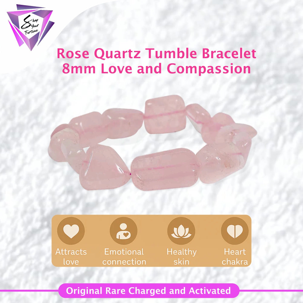 Rose Quartz Tumble Bracelet - 8MM Love and Compassion