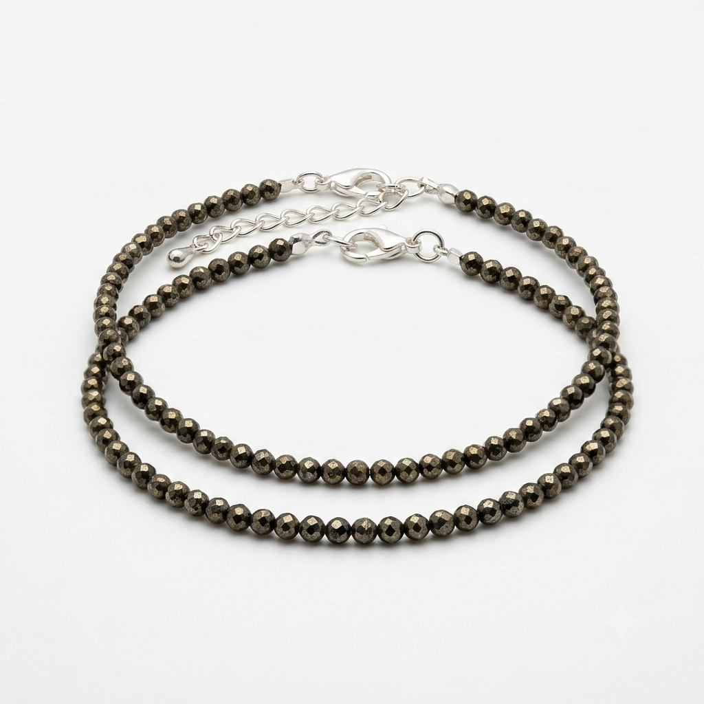 Shop Your Fortune Double Pyrite Crystal Anklet for Women & Girls | Natural Gemstone Adjustable Anklet | Premium Handmade Fashion Jewelry