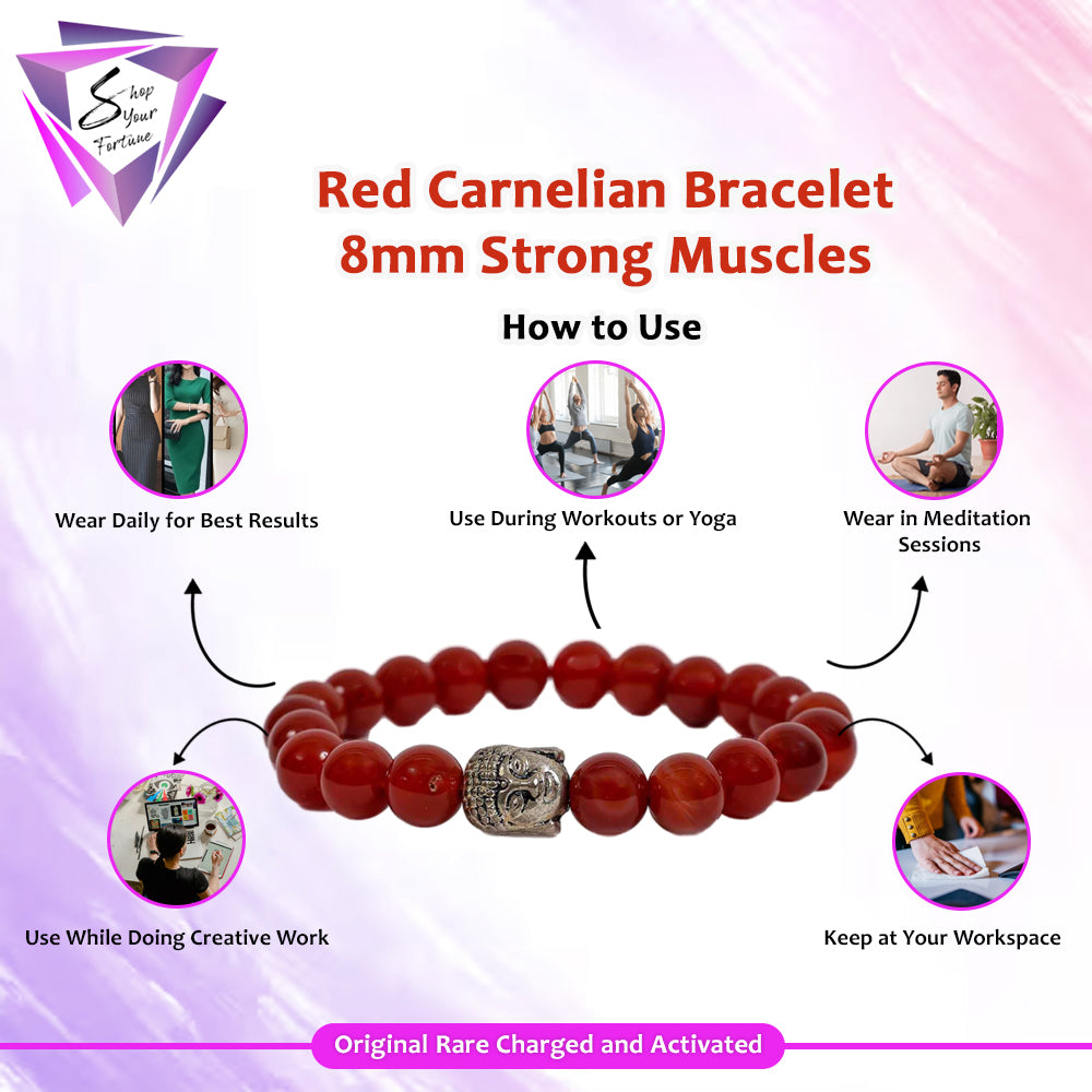 Red Carnelian Bracelet- 8MM Strong Muscles