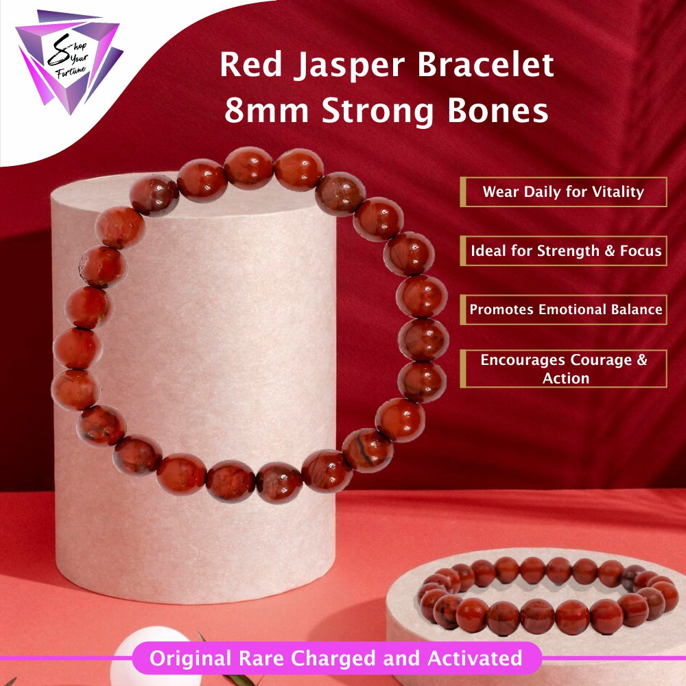 Red Jasper Bracelet – 8MM Strong Bones