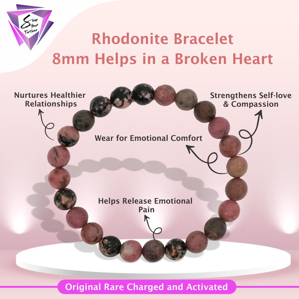Rhodonite Bracelet – 8MM Helps in a Broken Heart
