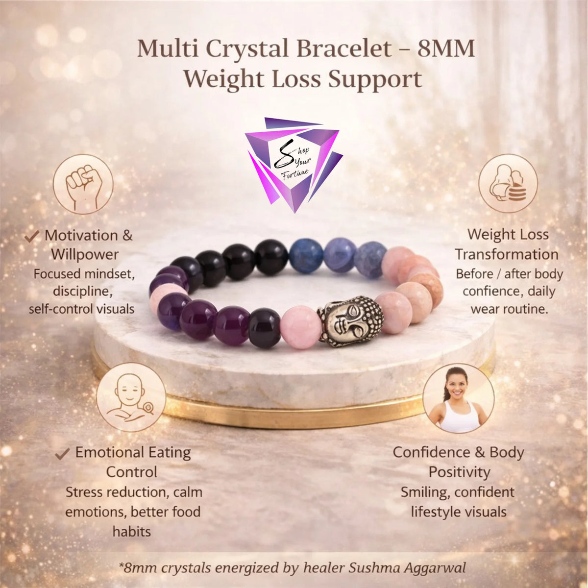 Multi Crystal Bracelet – 8MM Weight Loss Support